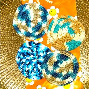 Handmade mismatched Crocheted Coasters for iced drinks or coffee mugs.